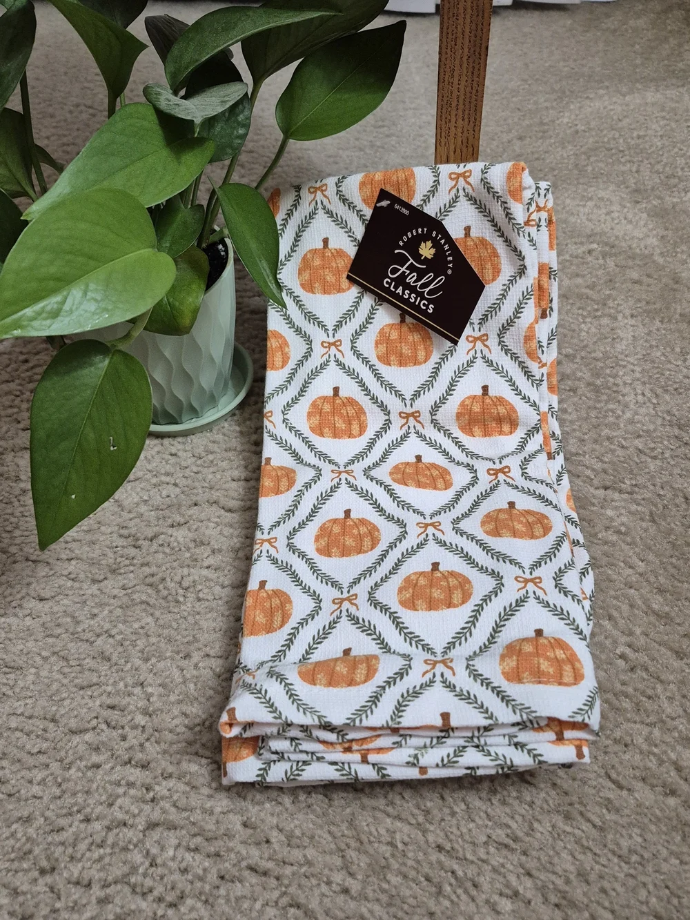 Fall Classics Pumpkin Kitchen Towels (Set Of 2) & Orange Spoon Rest -